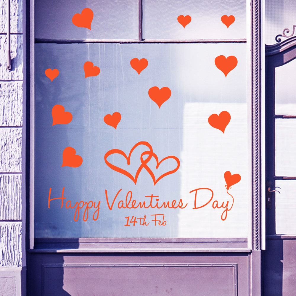 Happy Valentine’s Day Hearts Retail Shop Window Display ...